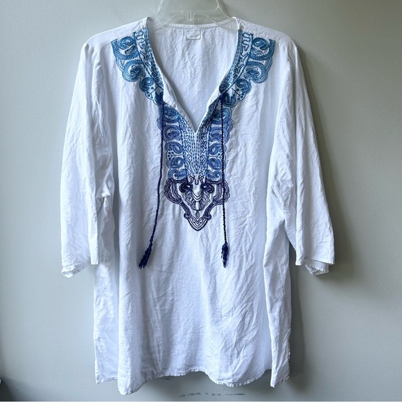 Symple NYC 100% linen embroidered tunic - Picture 1 of 7